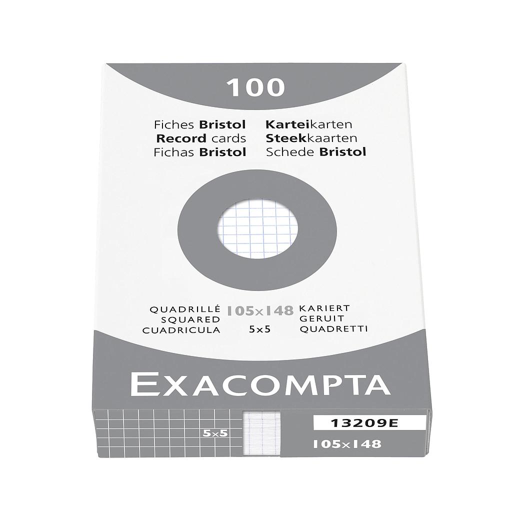 Fiches Bristol Exacompta 105*148 Blanc Quadrillé 5*5