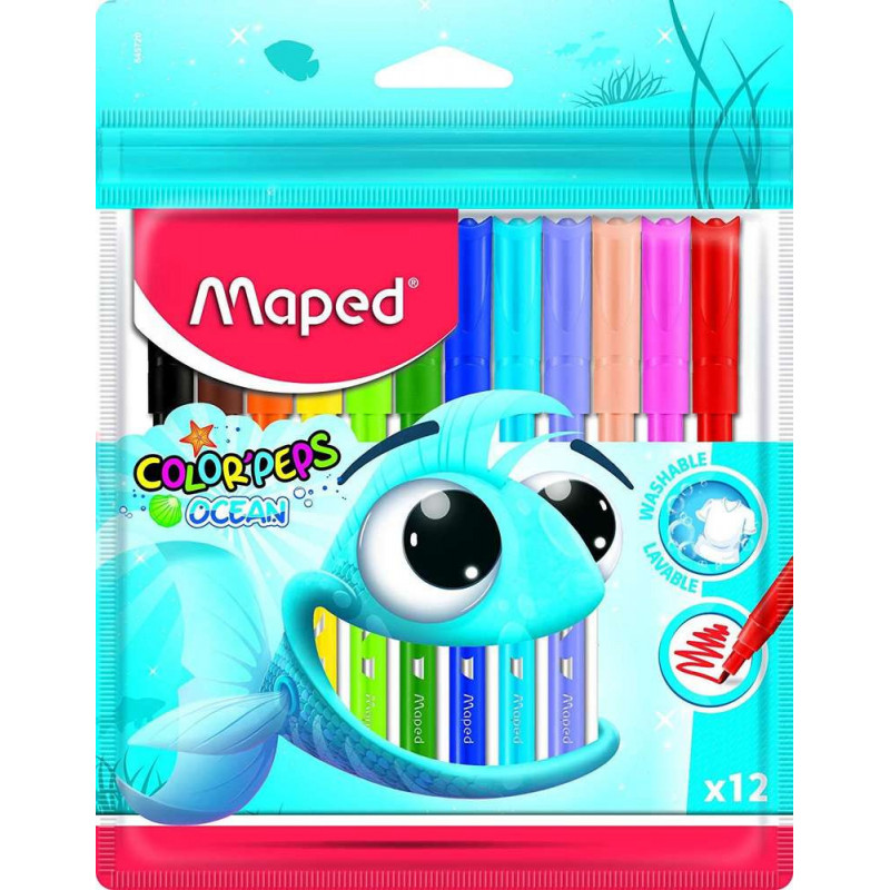 12 Feutres de coloriage Maped - Color'Peps Ocean Lavable