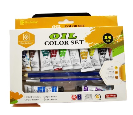 Set de Peinture à l'huile KeepSmiling  - 12 tubes - Pinceau - Crayon - Palette