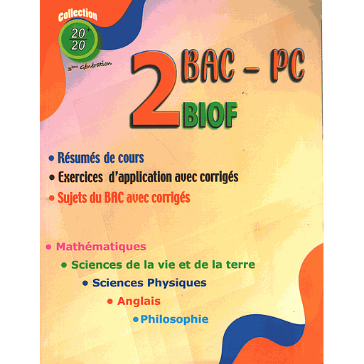 collection 20/20 2 Bac sciences physique Biof 1 &amp; 2 semestres
