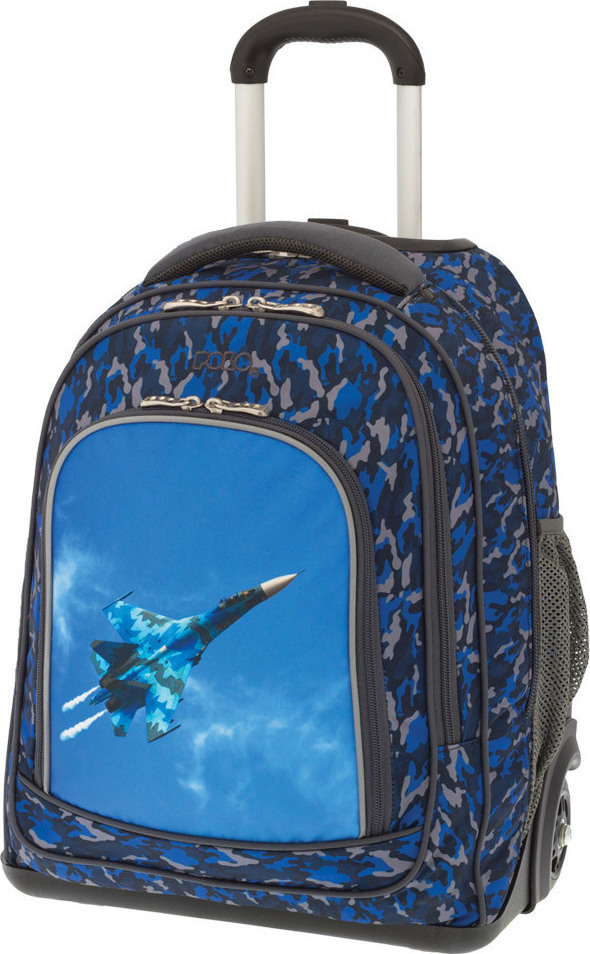 Cartable à roulette Bleu Avion de chasse