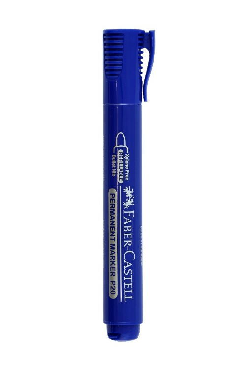 Marqueur Permanent Faber-Castell Bleu Pointe Ronde