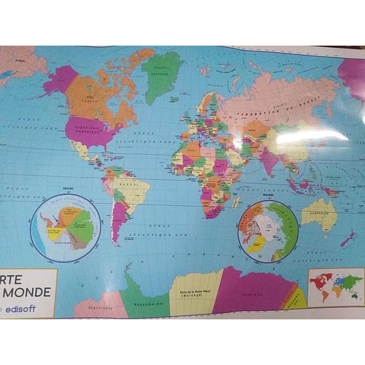 خريطة العالم متوسطة اديسوفت سلوفان 70/50 عربي فرنسي Carte du monde