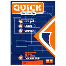 Etiquettes Quick labels  - A4 - 100 feuilles - 210 x 149 mm