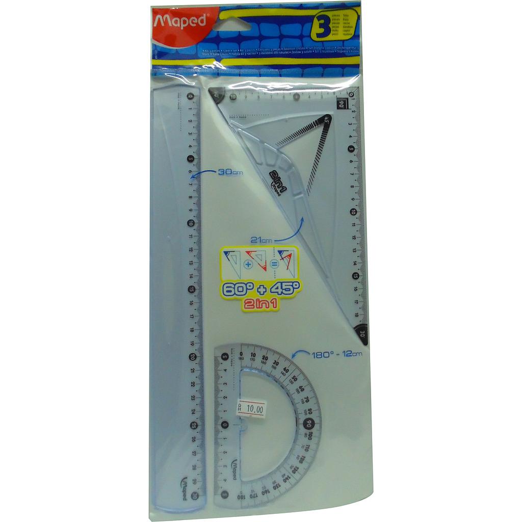 Kit de géométrie Maped  - 3 pièces - cristal 