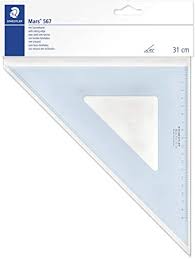 EQUERRE 31 CM 31/45° GRADUEE TRANSPARENT BLEUE