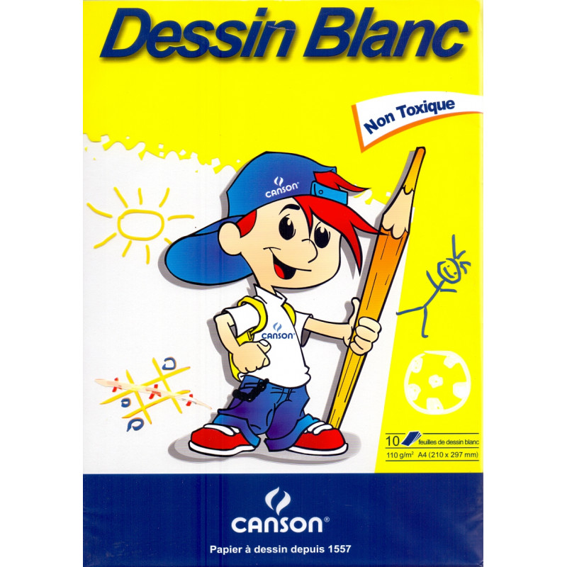 Papier à dessin Canson  - Blanc - 110g - 10 feuilles