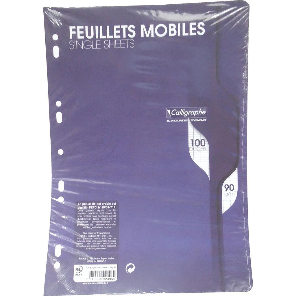 Feuilles mobiles 7000  - 21 x 29,7 - Séyès Blanches 100p 90G