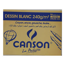 Papier à dessin Canson  - Blanc - 240g - 24 x 32 - 10 feuilles