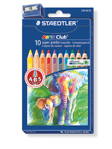 10 Crayons de couleur Super Jumbo - Noris Club - Taille crayon inclus