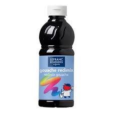 Peinture Gouache Lefranc &amp; Bourgeois  - Noir - 500ml