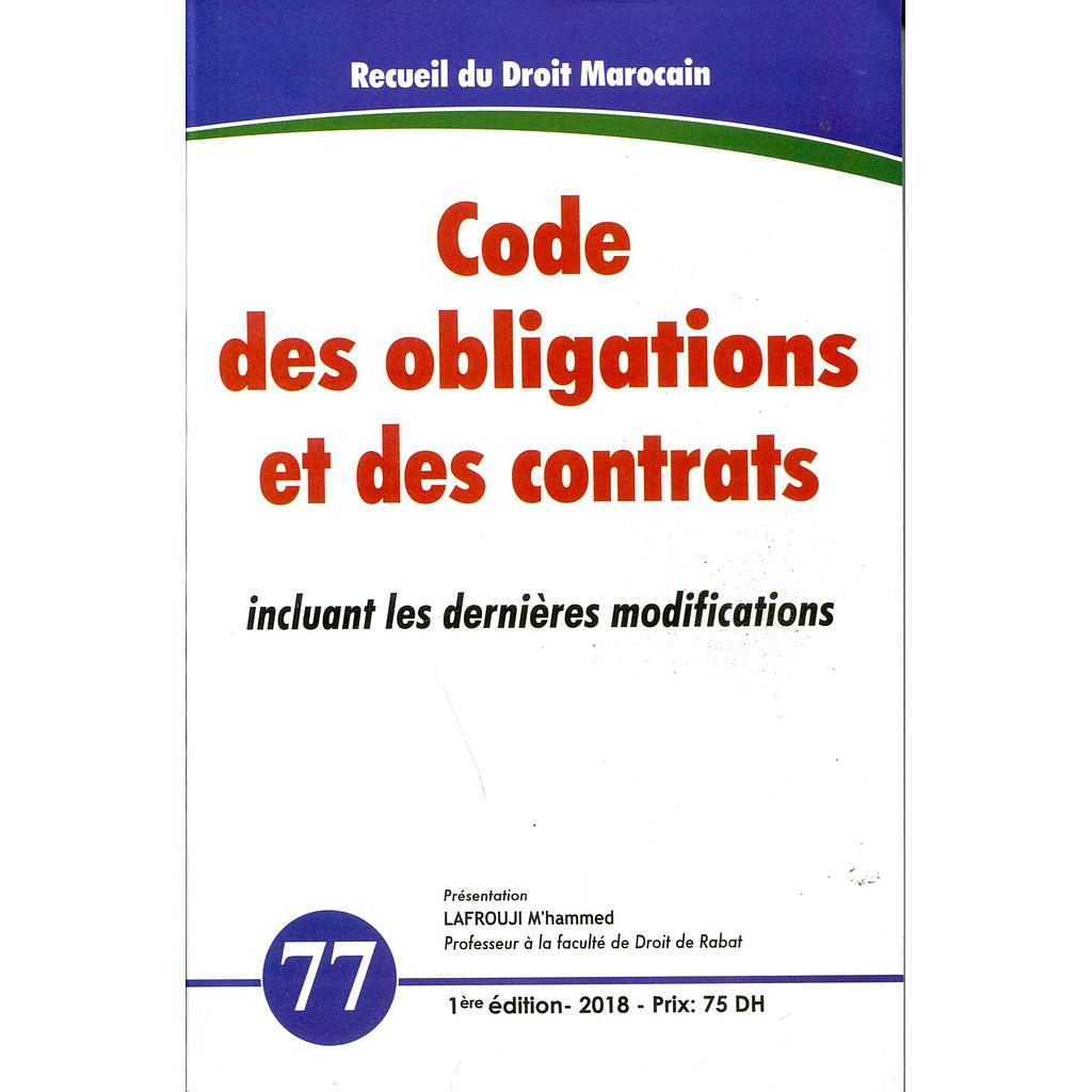 Code des obligations et des contrats 2018 - n° 77