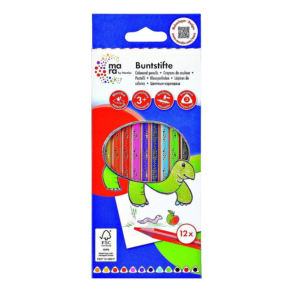 12 Crayons de couleur - Forme Triangulaire