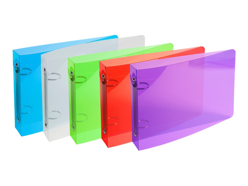 Classeur à 2 Anneaux Dos 35 mm 125 x 200 mm pour 200 Feuilles Assortiment de Couleurs Transparente