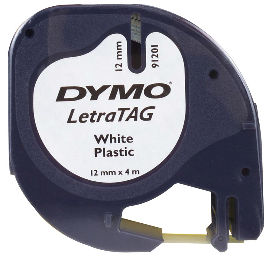 Dymo LetraTAG Ruban 12 mm, Plastique Blanc