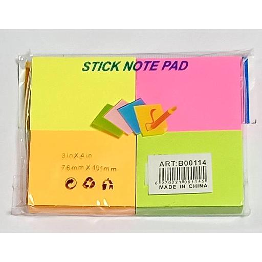 Post-it 76x101mm Couleurs Fluo - B00114