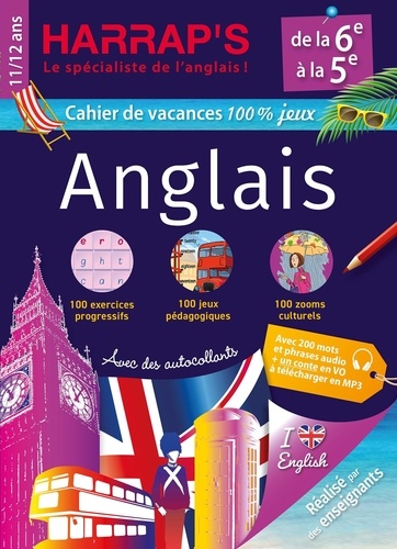Cahier de vacances Harrap's 100 % jeux anglais de la 6e à la 5e