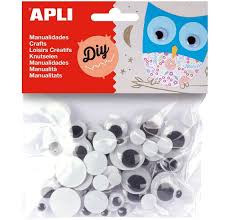 Sachet de 100 Yeux Noir Mobiles Ovales Adhesifs