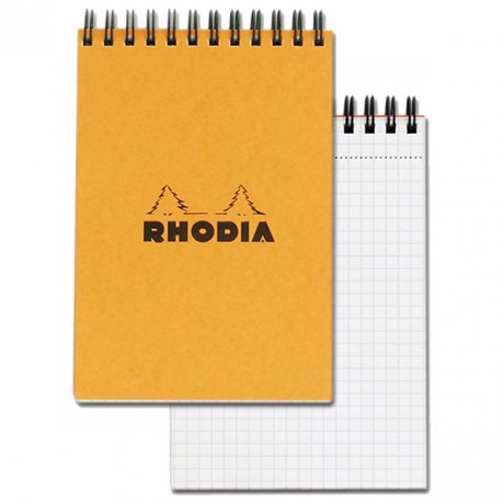 Bloc Note spiralé, format A6, quadrillé 5x5, orange