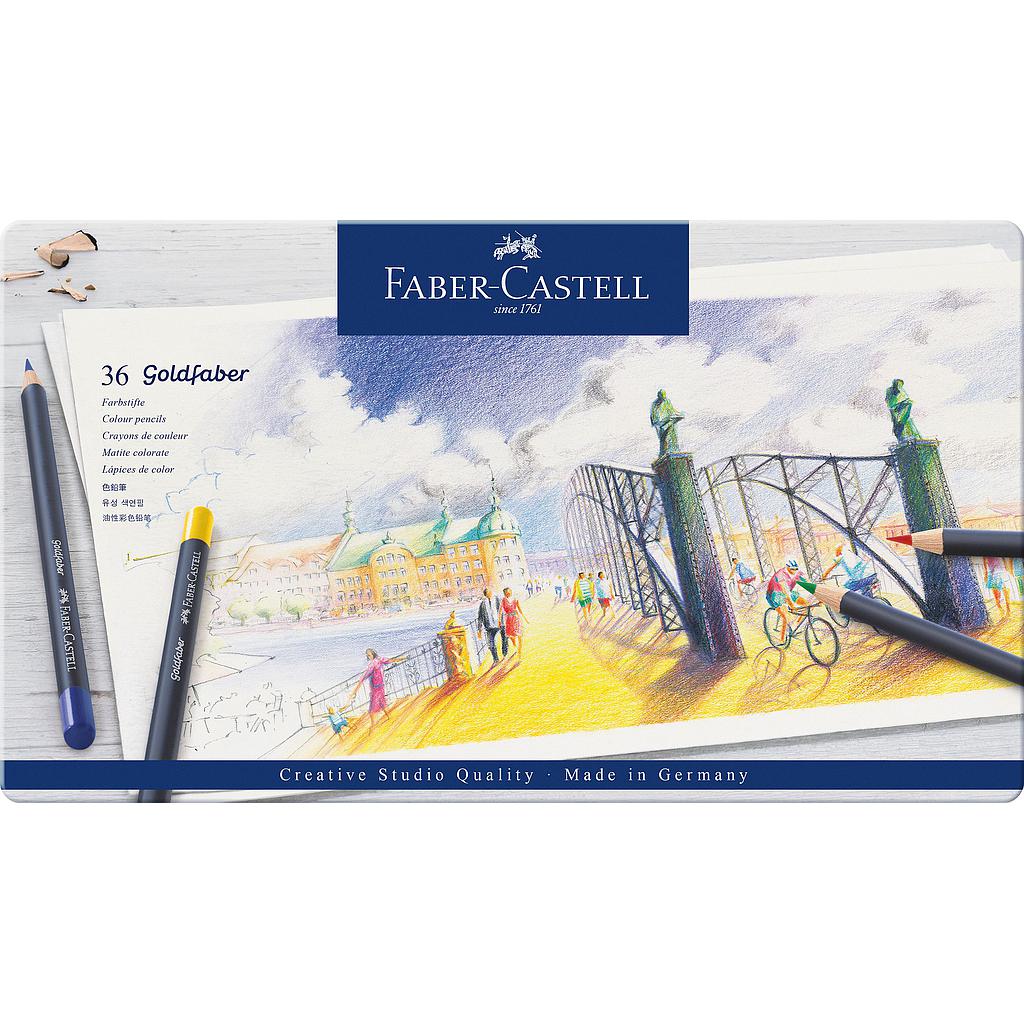 Crayon De Couleur Gold FaberBoîte Métal à 36 Pcs.