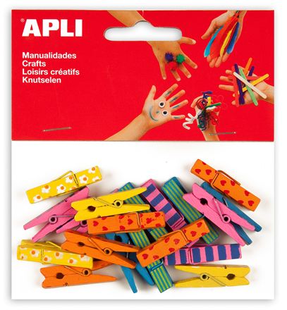 Sachet de 20 Pinces en Bois 35/7MM Couleurs ASS Kids