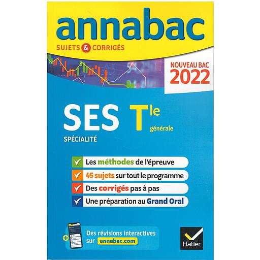 Annabac 2022 - SES Spécialité Tle générale  - Sujets et corrigés