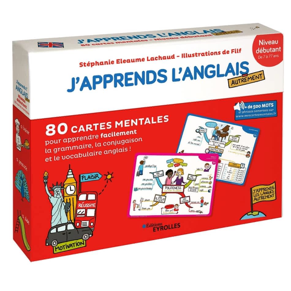 J'apprends l'anglais autrement  - Niveau débutant. 80 cartes mentales pour apprendre facilement le vocabulaire