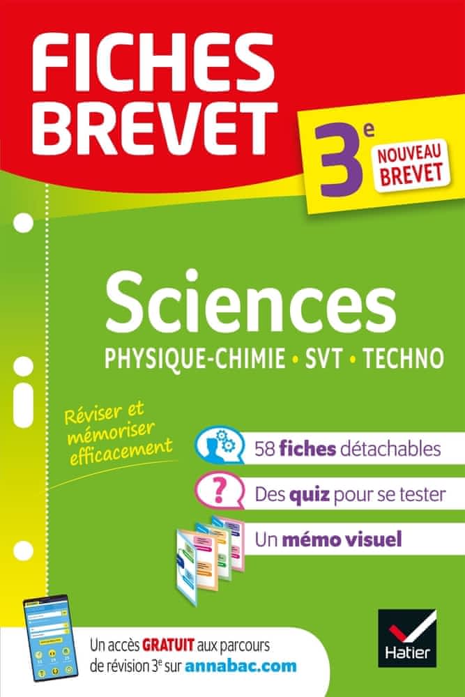 Fiches Brevet - Sciences Physique-Chimie, SVT, Techno 3e