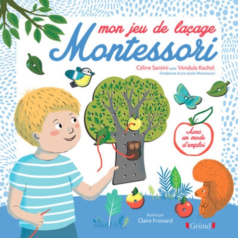 Mon jeu de laçage Montessori  - Avec 1 arbre, 10 pièces à lacer et 4 lacets de couleur