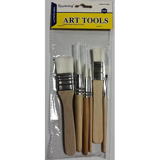 Set de 6 Pinceaux Poils Blancs