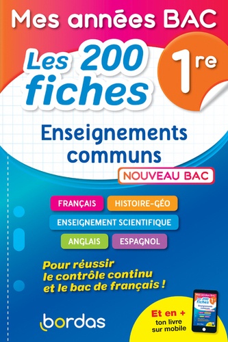 Enseignements communs 1re Mes années bac  - Les 200 fiches