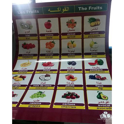 صويرات تعليمية الفواكه عربي / فرنسي / انجليزي متوسطة