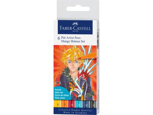 Pochette de 6 Feutres Pitt Artist Pens Manga Shonen