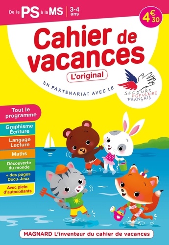 Cahier de vacances de la PS à la MS