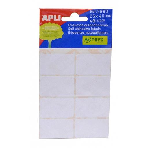 Etiquettes blanches ft 25 x 40 mm 48 pièces Ref 2680