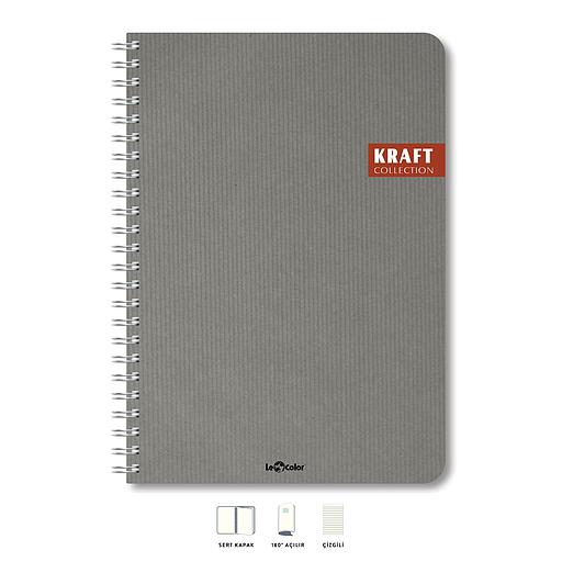 Bloc Note KRAFT Souligné Avec Spiral 200P 17x24