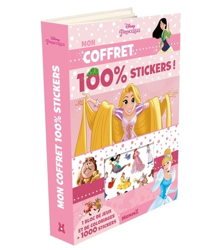 Mon coffret 100% stickers Disney princesses  - Avec 1 bloc de jeux et de coloriages + 1000 stickers