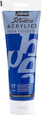 Peinture Acrylique Pébéo Studio 100 ml N°28 Bleu Cerulium