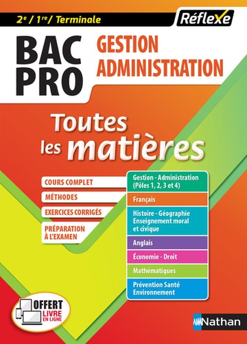 Gestion-administration Bac Pro 2de, 1re, Tle  - Toutes les matières