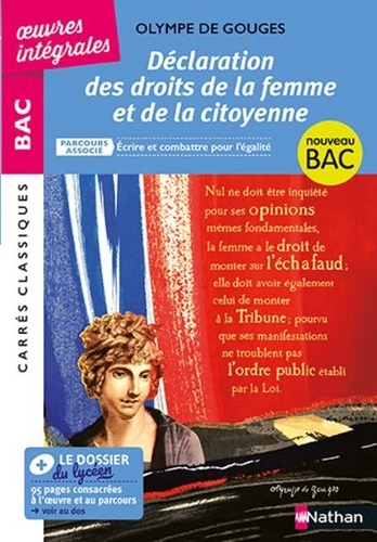 Déclaration des droits de la femme et de la citoyenne  - Parcours associé : Ecrire et combattre pour l'égalité