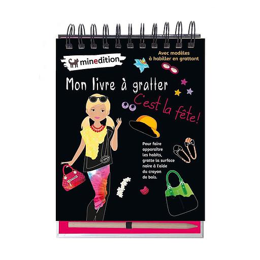 Mon livre à gratter c'est la fête !  - Avec 1 crayon en bois