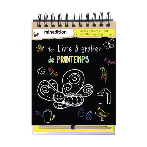 Mon livre à gratter de printemps  - Avec 1 crayon en bois
