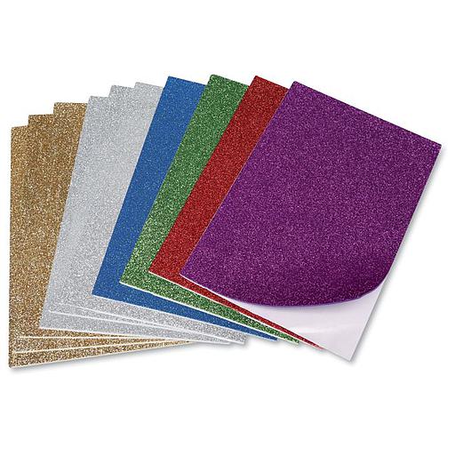 Pochette de 10 Feuilles Papier Mousse Paillette Adhésif 24x32