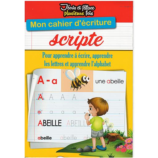 J'écris et j'efface plusieurs fois Mon cahier d'écriture scripte