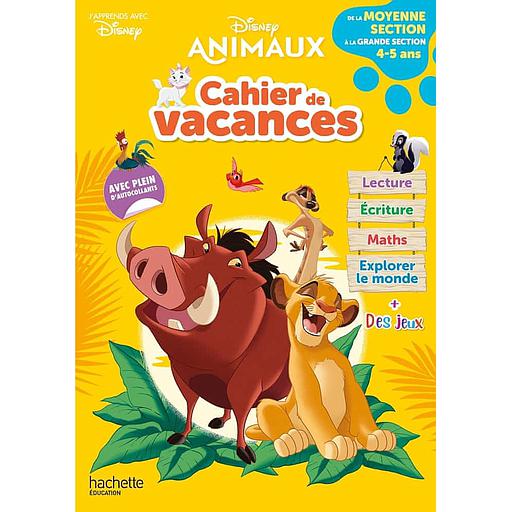 Cahier de vacances de la Moyenne section à la Grande section  - Disney animaux