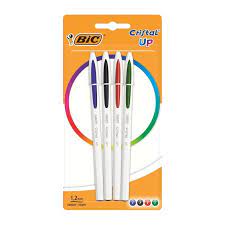 Stylo-bille Cristal Up x4 pointe moyenne couleurs classiques - BIC