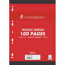 Feuilles Mobile Séyès Conquérant Blanc 91*29.7 100P 80Grs