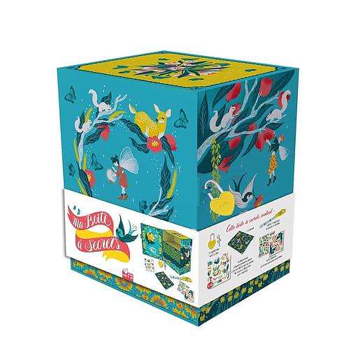 Ma boîte à secret  - Coffret avec 1 cadenas, 1 carnet, 1 stylo à encre invisible, 4 planches de stickers, 8 invitations et enveloppes