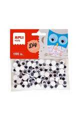 Sachet de 100 Yeux Mobiles Adhésives D/S 10MM Noir Kids