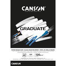 Bloc &quot;Graduate Papier dessin noir&quot; 20 feuilles format A4 Canson